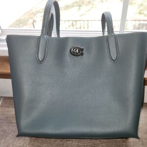 Coach Teal Leather Tote Bag
